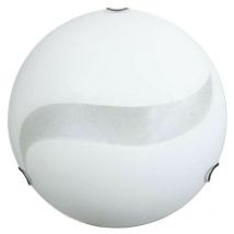 Energy - Plafonnier en verre sérigraphié blanc avec crochets en chrome grain diam. 40xh.11cm