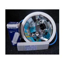 Plafonnier encastré fluo 1x18W blanc downlight ø 180x100mm avec ampoule culot GX24q-2 4000K IP20 cct Flash Targetti