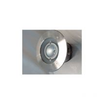 Plafonnier encastré ø 240mm H220mm orientable inox lampe halogène GY6.35 12V (non incl) alim 230V verre IP65 Bega 66821