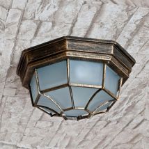 Licht-erlebnisse - Plafonnier extérieur or antique rustique Ø27cm milano - Or antique