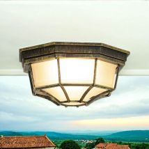 Licht-erlebnisse - Außen Deckenleuchte milano in Gold Antik rustikal Ø27cm - Gold Antik