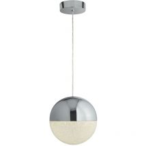 Searchlight - Marbles - Luminaire suspendu à 1 ampoule del intégré, chrome, blanc, verre de glace pilé