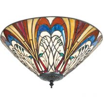Interiors 1900 - Lighting - Plafonnier moyen à 2 ampoules en verre de style Tiffany, E27