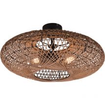 Plafonnier Led métal et sisal culot E27 - Trio - Hedda