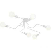 Wottes - Plafonnier Industriel Moderne Luminaire Plafonnier Intérieur Lampe de Plafond Blanc E27 pour Salon Cuisine Chambre Café Bar - 6 Lumières