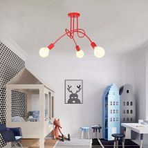 Axhup - Plafonnier Industrielle Rétro en Métal Lustre Abat-jour E27 Luminaire Moderne pour Salon Chambre Salle à Manger 3 Tête Rouge