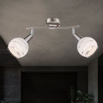 Globo Lighting - Plafonnier led 2 ampoules spot mural spot en verre satiné 2 spots orientables, nickel mat, 2x 4W 400Lm blanc chaud, LxP 28x9,7 cm