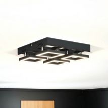 Licht-erlebnisse - Deckenlampe led 25 cm breit Schwarz Chrom eckig neutralweißes Licht 4200 k 1200 lm
