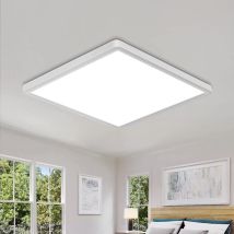 Plafonnier Led 30x2.5cm, Luminaire Plafonnier 24w 2700lm Ip45 Imperméable Plafonnier Salle De Bain, Lampe De Plafond Moderne Mince 6500k Blanc Froid 