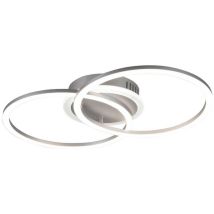 Frankystar - Plafonnier led à double cercle en aluminium avec lumière centrale, réglage d'intensité et interrupteur, L.50cm.