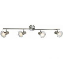 Plafonnier led led spot bar 4 flammes plafonnier cristal spot pivotant, argent clair, 4x 5 watt 340 lumens blanc chaud, LxH 70x14,5 cm