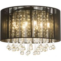 Plafonnier led luminaire suspendu verre cristal salon suspension soie noir Globo 15095D