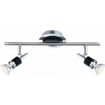 Plafonnier noir lampe de chambre spot de plafond moderne 2 lampes GU10 led, métal, led 48W 2300lm 3000K, LxPxH 38x11x16 cm