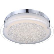 Plafonnier led pratique, chrome, verre satiné, bord clair, cristaux clairs 21W Globo leah 49316