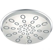 Plafonnier rond en verre, plafonnier à intensité variable, chrome, led 20W 1800Lm blanc chaud, DxH 31,5x7,5 cm
