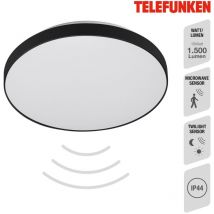 Telefunken - Plafonnier led rond avec détecteur de mouvement - 29x6cm - Plafonnier crépusculaire IP44 Terrasse Salle de bain 16W 1500lm 4000K lumière