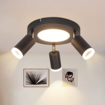 Plafonnier led Gbly 3 Spots de Plafond - Spot de Plafond GU10 Plafonnier Noir Plafonnier Chambre Lampe 3000K Lampe de Cuisine 20W Orientable pour
