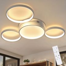 Plafonnier led Gbly Lampe de Chambre Blanche avec Télécommande Dimmable 52W Lampe de Salon Moderne avec 4 Anneaux en Métal Design pour Chambre à