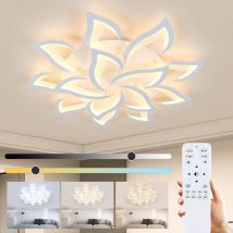 Plafonnier led, 100W avec Télécommande Plafonnier led Dimmable 14 Têtes, Lustre Salon Métal Acrylique avec Télécommande app par Téléphone Mobile,