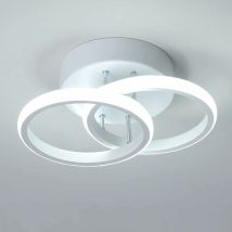 Comely – Plafonnier Led 2 Anneaux Noir Et Blanc – Lumière Blanche Froide 6000k – Économie D'Énergie 85% – Dimensions L28*h9cm – Pour Salon, Cuisine, 