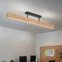 Licht-erlebnisse - Plafonnier led métal bois pin noir oblong blanc chaud 3000 k 2807 lm plafonnier moderne