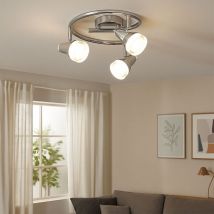 Globo Lighting - Plafonnier led luminaire métal chrome cristaux de verre éclairage chambre chambre