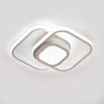 Comely - Plafonnier led 32W Moderne à Double Carré, pour Salon, Chambre, Cuisine, Couloir - Blanc - Lumière Blanche 6500K - 12 cm Puisard
