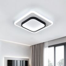 Plafonnier led Moderne, 30W 3375LM Lampe de Plafond Carré en Acrylique, Noir Luminaire Plafonnier Noir Blanche pour Salon, Chambre, Cuisine, Couloir,