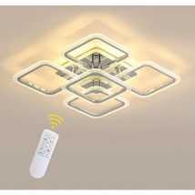 Plafonnier led Moderne, Éclairage de Plafond Dimmable 2700K-6500K avec Télécommande, Lustre Carré Acrylique 60CM pour Chambre à Coucher, Salon (80W,