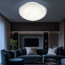 Globo Lighting - Plafonnier led rond en verre, luminaire de couloir en cristal, lampe de cuisine blanche, 8W 645lm blanc neutre, DxH 25x9,5 cm, Globo