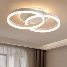 Amdelne - Plafonnier led Salon 2 Ring φ50cm, 36W Plafonnier Moderne Dimmable avec Télécommande, en Métal+Acrylique, Design Rond,pour Salon, Chambre,