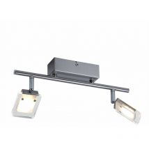 Plafonnier led spot salon argent 2 vantaux orientable IP20 Wofi 7614.02.01.0000