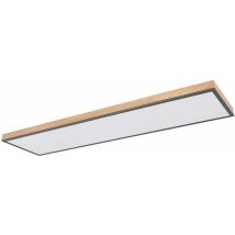 Plafonnier led télécommande plafonnier lumière en bois lampe de salon cct, veilleuse, aluminium aspect bois opale graphite, 1x 36W 2250Lm blanc