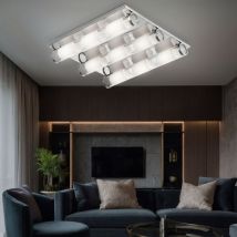 Plafonnier LED 27 watts éclairage chrome verre aluminium salle à manger Esto Tube 740042-9