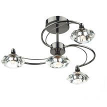 Dar Lighting - dar luther - Plafonnier semi-affleurant en cristal de chrome noir, 4x G9