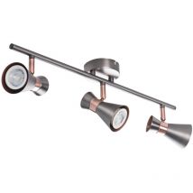 Plafonnier Saillie Max 3x10W PAR16 GU10 IP20 Ø65mm 485mm Argent-Cuivre