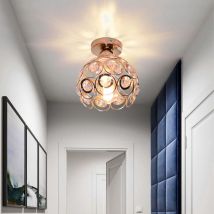 Plafonnier Moderne E27 Luminaire Suspension Abat-Jour en Cristal Lampe de Plafond Intérieur Or Ø20CM - 1Pcs