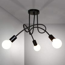 Plafonnier industrielle, Suspension Industrielle Rétro en Forme, en Fer, pour Salon, Chambre, Cuisine, Balcon, Douille E27, Max 60W, 3 Têtes de
