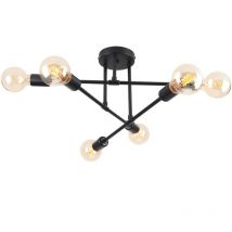 Norcks - Plafonnier Moderne Luminaire Plafonnier Intérieur Lampe De Plafond Rétro Vintage Noir, 6 Lumières Pour Cuisine Couloir Chambre Salon