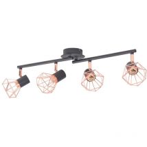 Maison Chic - Plafonnier Moderne Lustre Luminaire avec 4 projecteurs E14 Noir et cuivre 38297
