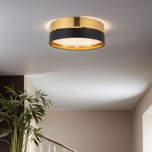 Licht-erlebnisse - Plafonnier noir or anti-éblouissement 3x E27 rond ø 45 cm