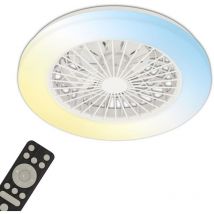 Briloner - led Plafonnier avec ventilateur, 5 vitesses, couleur de lumière réglable, blanc, dimensions : Ø48,5 x 14,5 cm