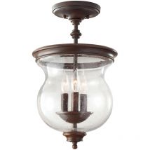Elstead - Pickering Lane - Plafonnier semi-affleurant à 3 ampoules, bronze antique, E14