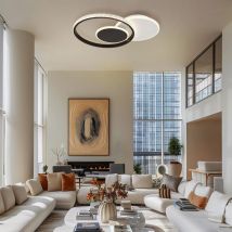 Plafonnier plafonnier lampe de salon anneau de cristal noir lampe design led