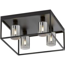 Fischer&honsel - Plafonnier plafonnier lampe de salon lampe de chambre lampe de salle à manger, métal fumé noir, 4 ampoules carrées E14, h 20,5 cm