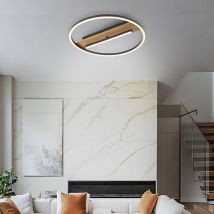 Globo - Plafonnier plafonnier lampe de salon noir rond aspect bois led d 40,5 cm