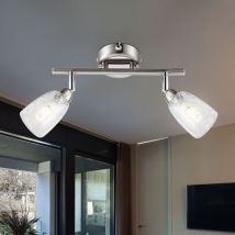 Plafonnier Plafonnier Spot Spot Lampe de salon, 2 spots de flamme mobiles, chrome nickel argent mat, 2x G9 3W 300Lm blanc chaud, LxPxH 25x6x11cm