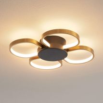 Kosilum - Plafonnier ou applique quatre cercles led dimmable noir et laiton - Alisa