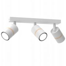 Plafonnier, réglette orientable, 3x GU10, bois blanc