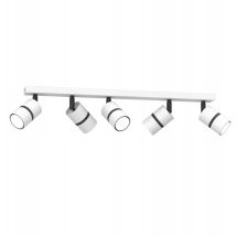 Plafonnier, réglette orientable, 5x GU10, noir et blanc